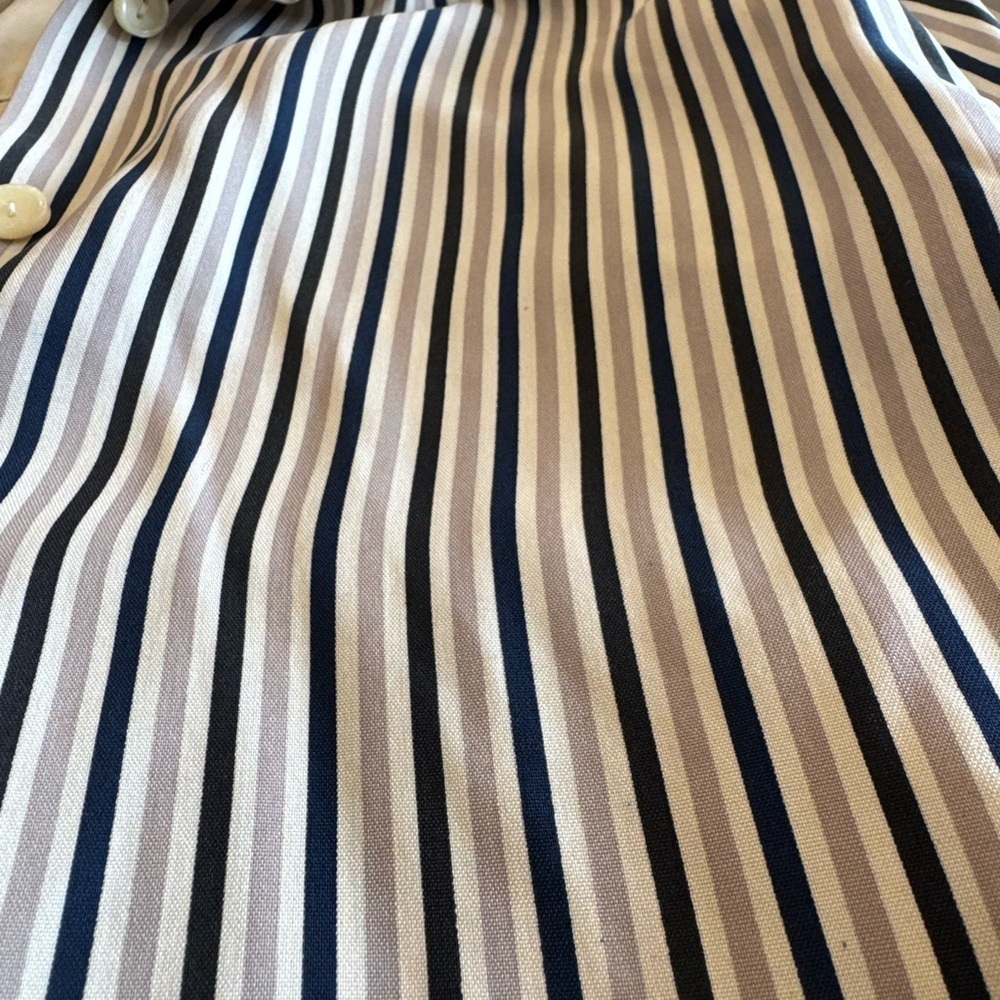 Vintage Pendleton Cream/Blue/Black Silk Retro Secretary Blouse / 12 Petite - Picture 8 of 12